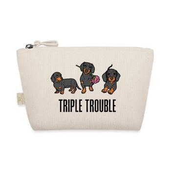 Triple Trouble Funny Dachshund Dogs Trio - Organic Pouch - nature - Front