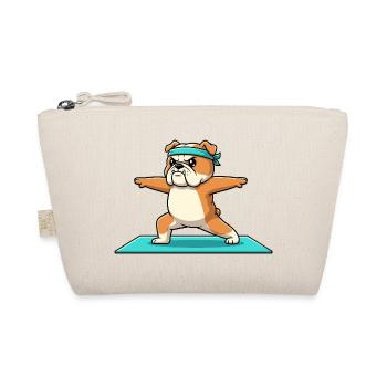 Chien Bouledogue de Yoga en posture de guerrier - Trousse biologique - nature - Devant