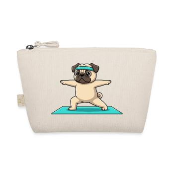 Yoga Pug Dog Doing Warrior Pose Art - Organic Pouch - nature - Front
