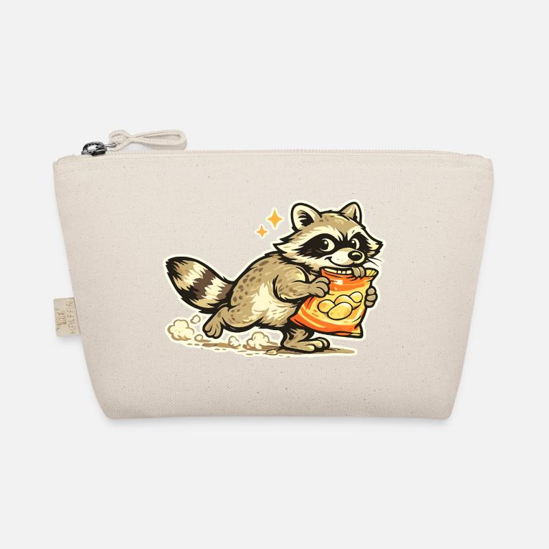 Dessin animé raton laveur avec sac de snacks Trousse biologique