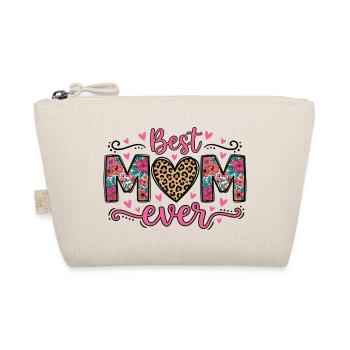 Best Mom Ever Heart Leopard & Flowers | Retro - Organic Pouch - nature - Front