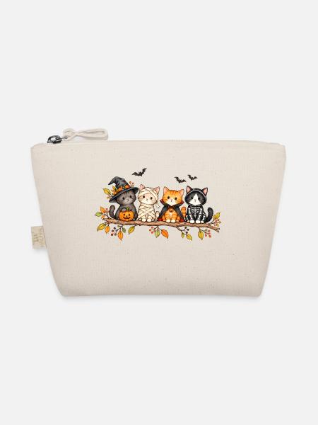 Halloween Katzen | Niedliche Gruselkatzen Herbst - Bio-Täschchen - Natur