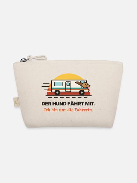 Hund fährt mit: Fahrerin Humor - Bio-Täschchen - Natur