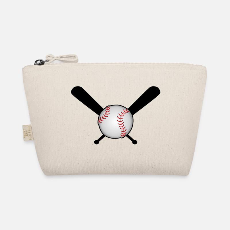 Baseball mit Baseballschläger über Kreuz - Bio-Täschchen - Natur