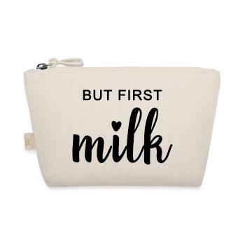 BUT FIRST MILK. Geschenkidee für Mutter & Kind - Bio-Täschchen - Natur - Vorne