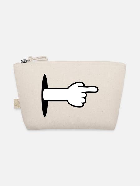 hole wall floor arm hand cartoon cartoon pointing show - Organic Pouch - nature - Front