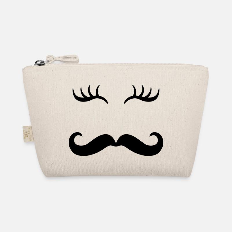 Moustache & eyelashes - Organic Pouch - nature