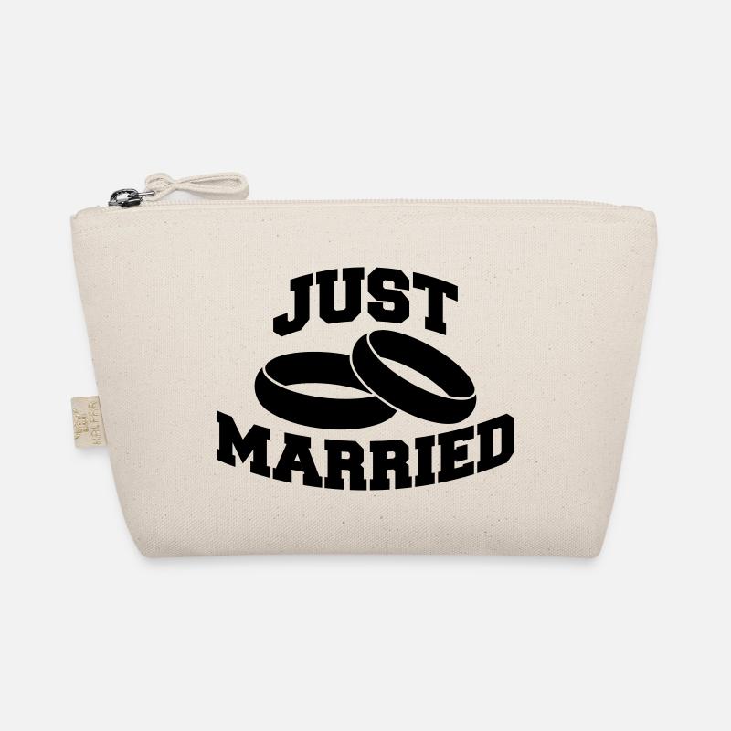 Just Married Rings Logo Design Trousse biologique