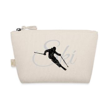 Ski (Vintage Schwarz/Grau) Skifahren, Skifahrer - Bio-Täschchen - Natur - Vorne
