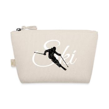 Ski (Vintage Schwarz/Weiß) Skifahren Skifahrer - Bio-Täschchen - Natur - Vorne