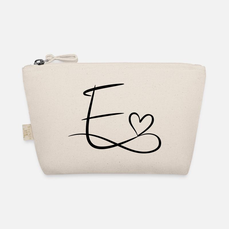 Letter E initial letter name calligraphy heart Organic Pouch
