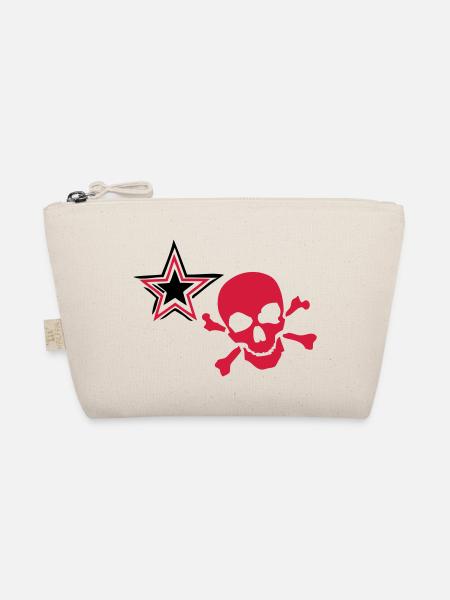 Tod Kopf Stern crane skull - Bio-Täschchen - Natur - Vorne