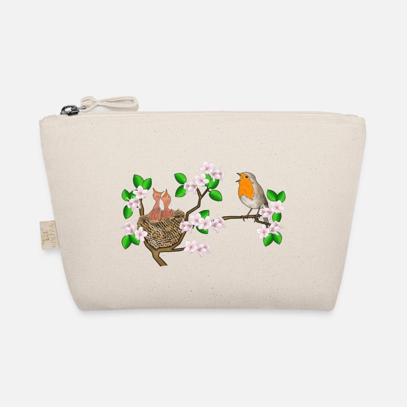 Robins, nest, cherry blossoms Organic Pouch