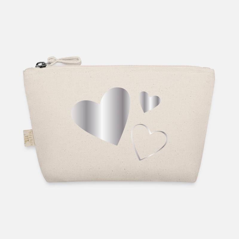 Hearts silver Organic Pouch