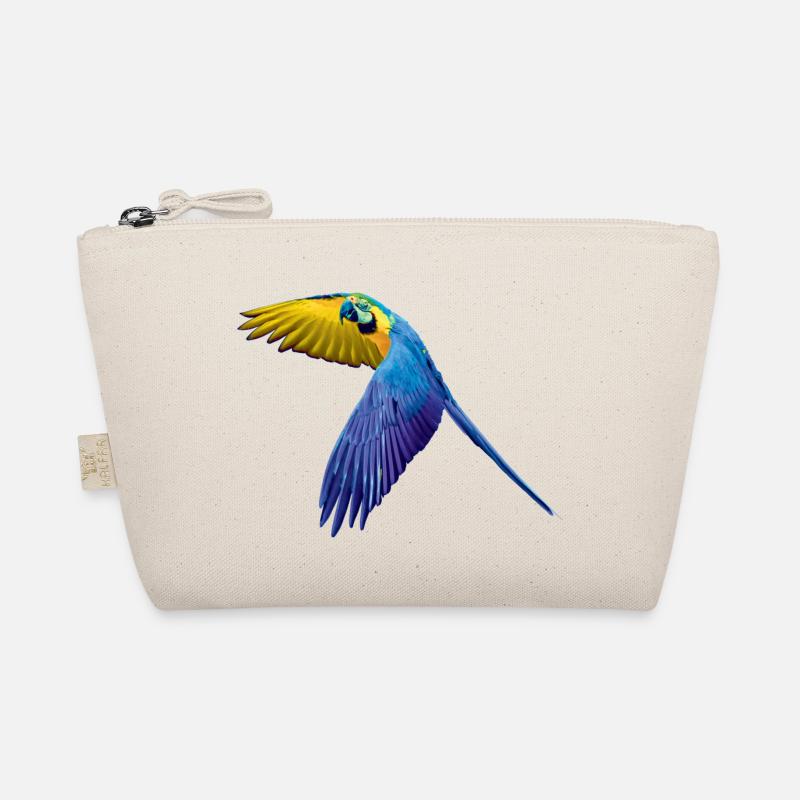 Blue yellow parrot birds macaw parrot in flight Organic Pouch