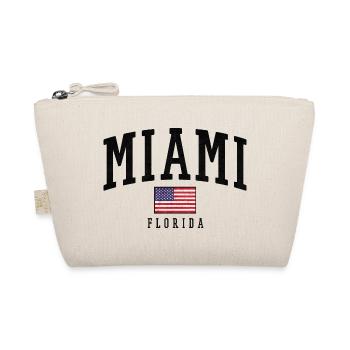 Miami Flag Distressed Typography Florida - Organic Pouch - nature - Front