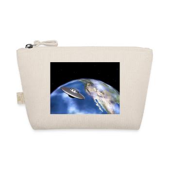 Fliegende Untertasse und Planet Erde - Bio-Täschchen - Natur - Vorne