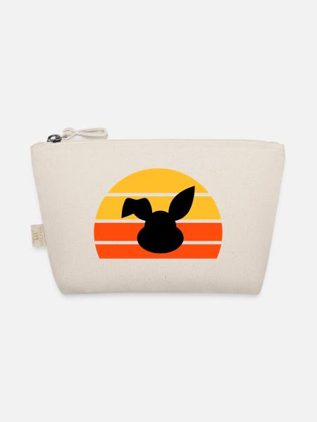 Rabbit's head with bent ear in front of a half sun - Organic Pouch - nature - Front