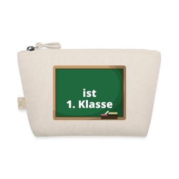 Schulanfänger Shirt mit Namen Erste Klasse Schule - Bio-Täschchen - Natur - Vorne