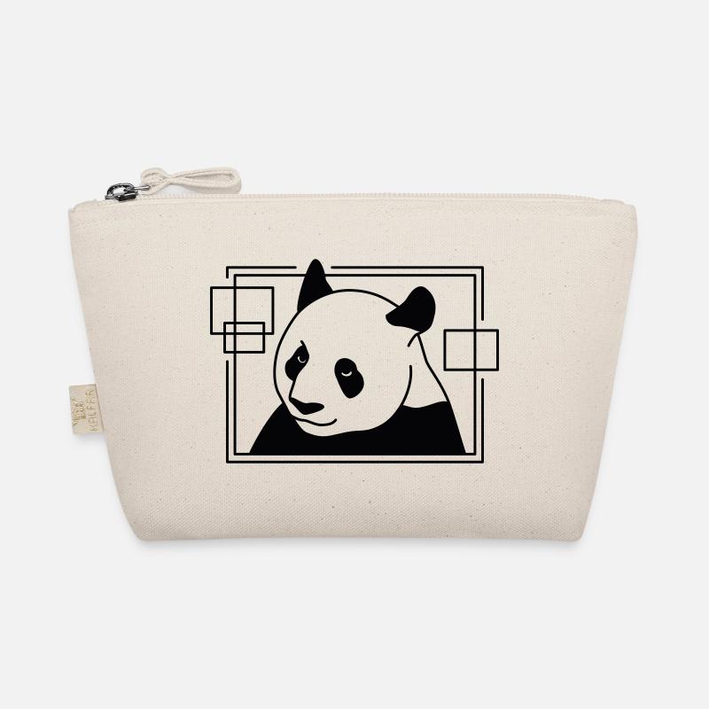 Panda in Geometric Shape - Line Art Design - Organic Pouch - nature