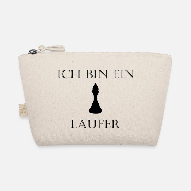 Läufer Schach - Schriftzug mit Bild - Bio-Täschchen - Natur