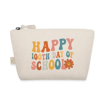 School Tee Happy 100th Day Of School Teacher - Organic Pouch - nature - Front