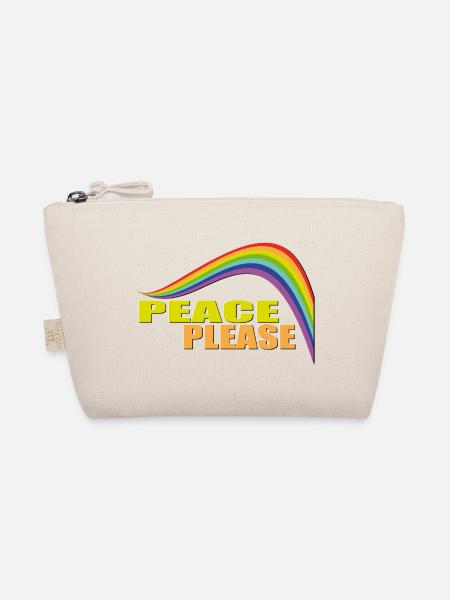PEACE PLEASE with Rainbow - Bio-Täschchen - Natur - Vorne