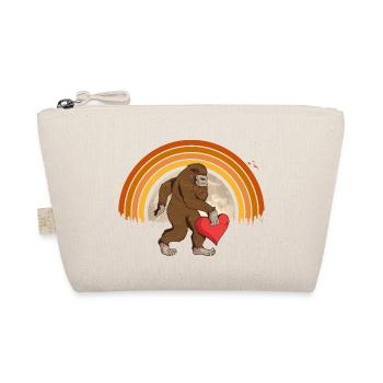 Bigfoot Heart Valentines Day Boys Men Love - Organic Pouch - nature - Front