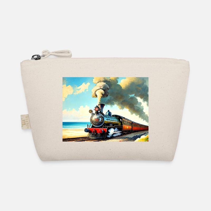 Dampflok am Strand Bio-Täschchen