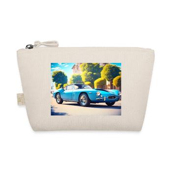 Blauer Sportwagen Retro 1960er - Bio-Täschchen - Natur - Vorne