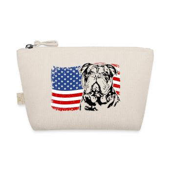 Old English Bulldog America Flag Dogs Wilsigns - Organic Pouch - nature - Front