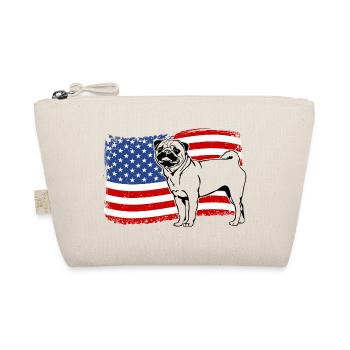 Pug America Flag Dog Dogs Wilsigns - Organic Pouch - nature - Front