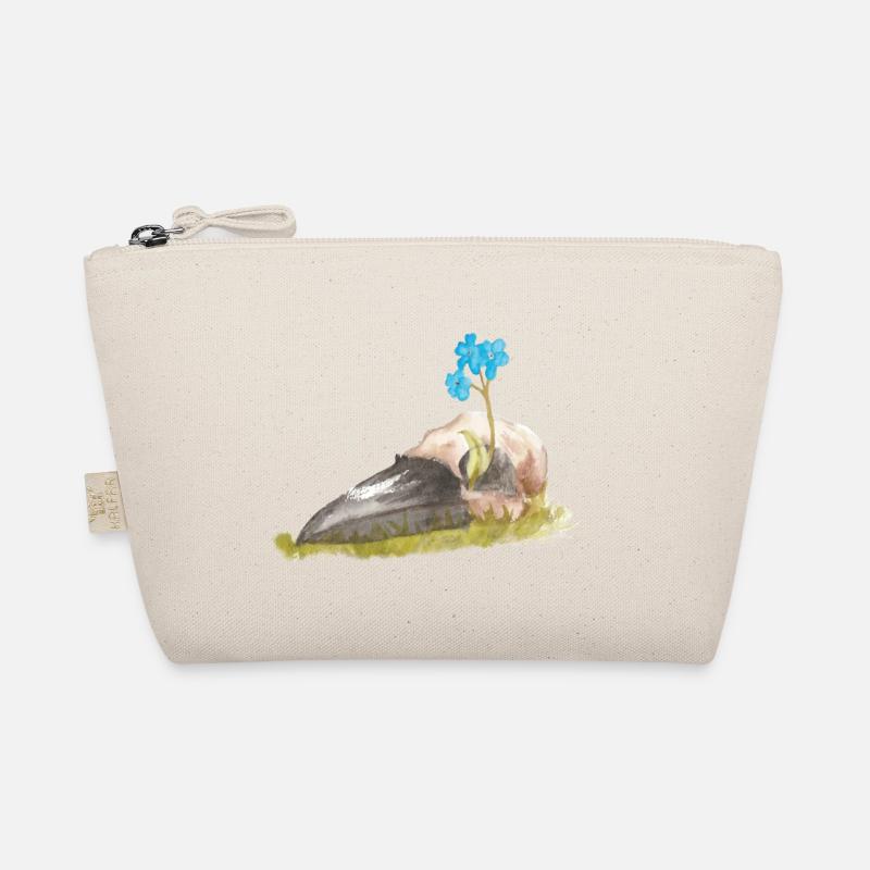 Goth Goblincore Vogel Schädel Aquarell Malerei - Bio-Täschchen - Natur