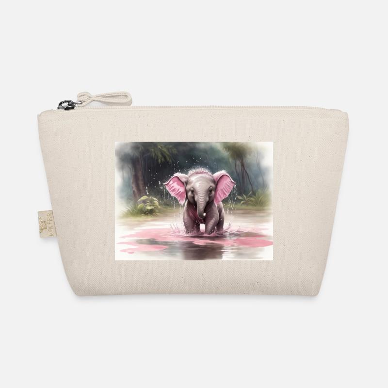 grauer Elefant mit rosa Ohren - Bio-Täschchen - Natur