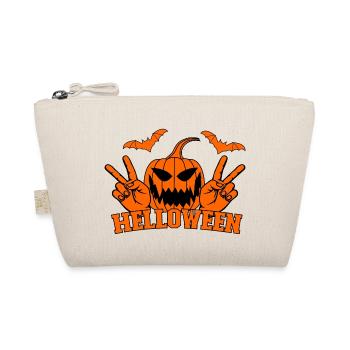 Helloween Frieden Victory Hand Symbol Fledermaus - Bio-Täschchen - Natur - Vorne