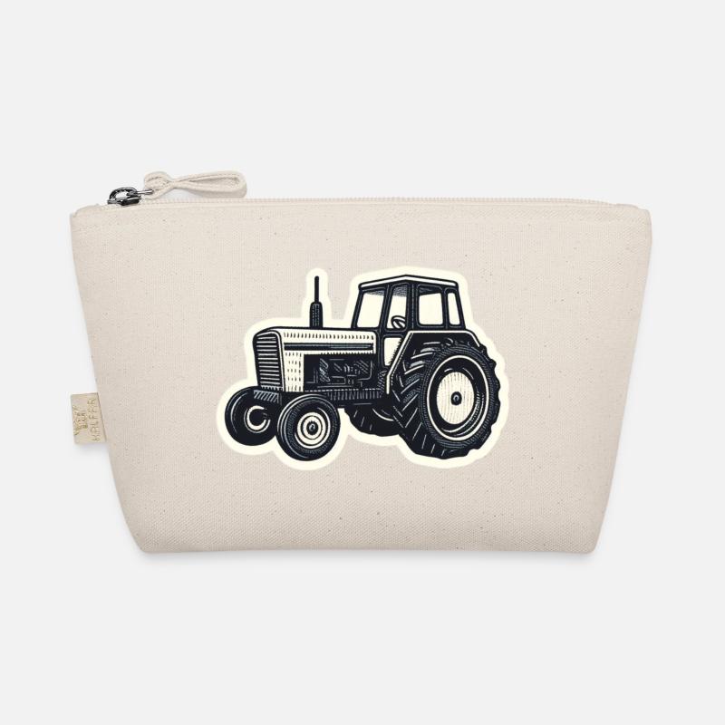 Traktor Linienzeichnung Vintage - Bio-Täschchen - Natur