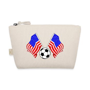 Zwei amerikanische Flaggen mit einem Fußball USA - Bio-Täschchen - Natur - Vorne