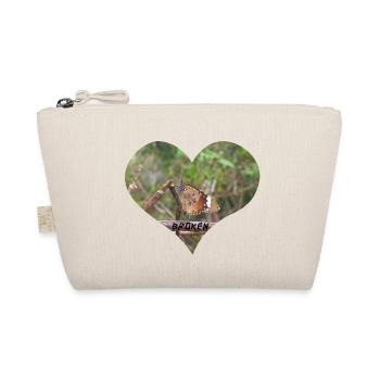 Heart motif with butterfly on broken branch - Organic Pouch - nature - Front