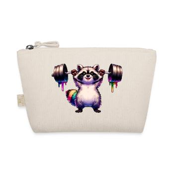 Rainbow Raccoon Lifts Heavy Barbell - Organic Pouch - nature - Front