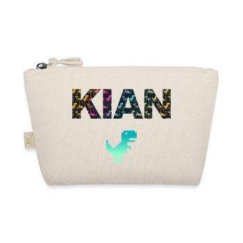 KIAN - Beautiful boy name with dinosaur - Organic Pouch - nature - Front