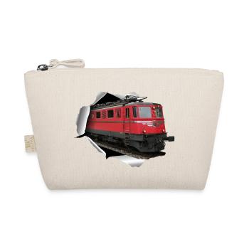 Lokomotive Re6/6 durchbricht Papier - Bio-Täschchen - Natur - Vorne