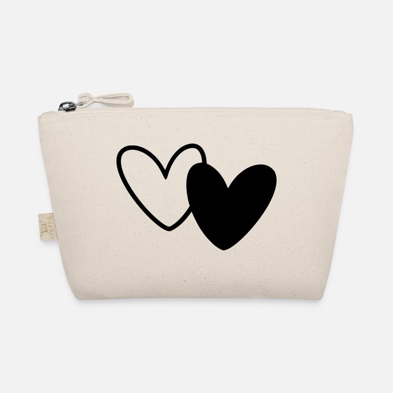 Two Hearts Black White Organic Pouch