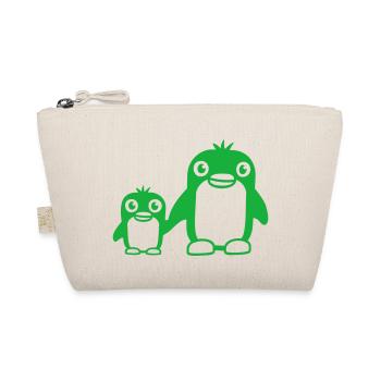 2 pingouins papa maman enfant bébé mains tenant mignon - Trousse biologique - nature - Devant