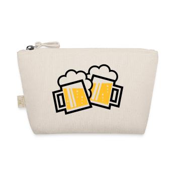 2 Bayrische Bierkrüge Stoßen An (Bier Maßkrüge 2C) - Bio-Täschchen - Natur - Vorne