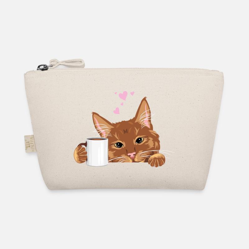 Coup d’œil mignon chat roux avec tasse à café Trousse biologique