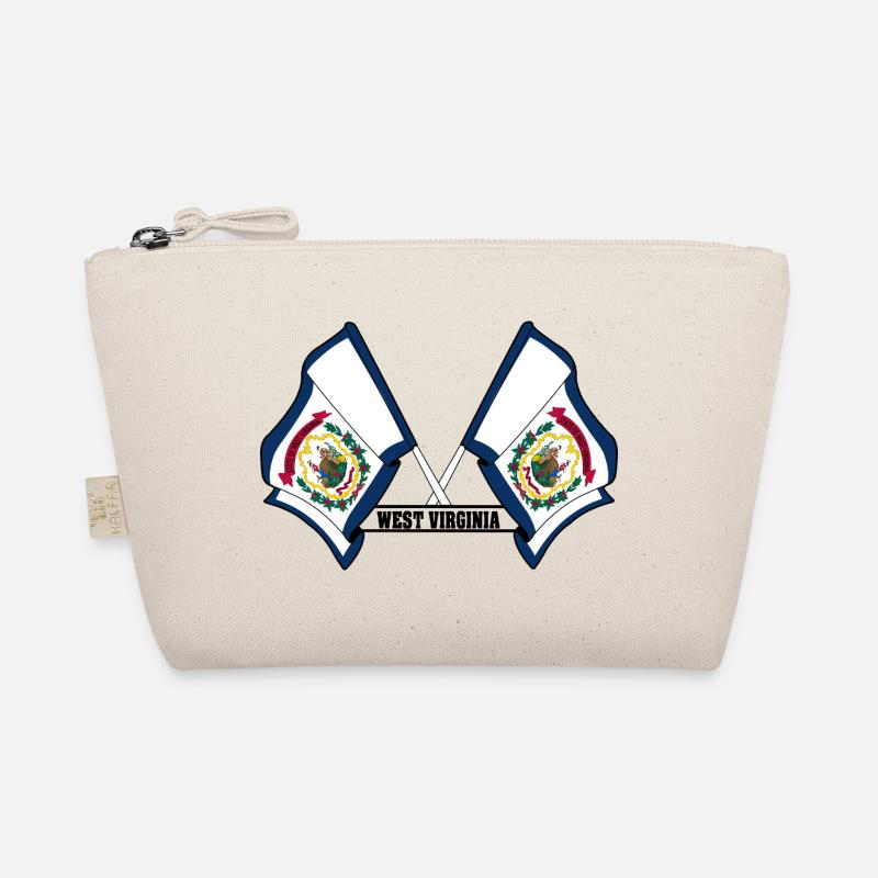 Two flags text WEST VIRGINIA Organic Pouch