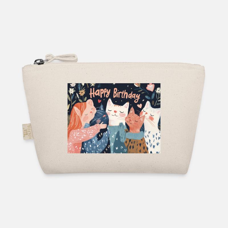 Happy Birthday cats - Bio-Täschchen - Natur