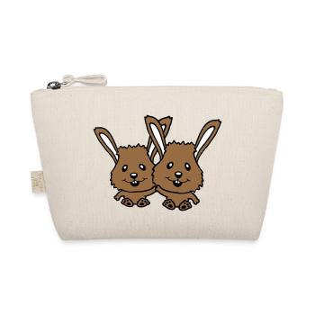 2 Bunnies Friends Team Couple Two Hands Holding Crew - Organic Pouch - nature - Front