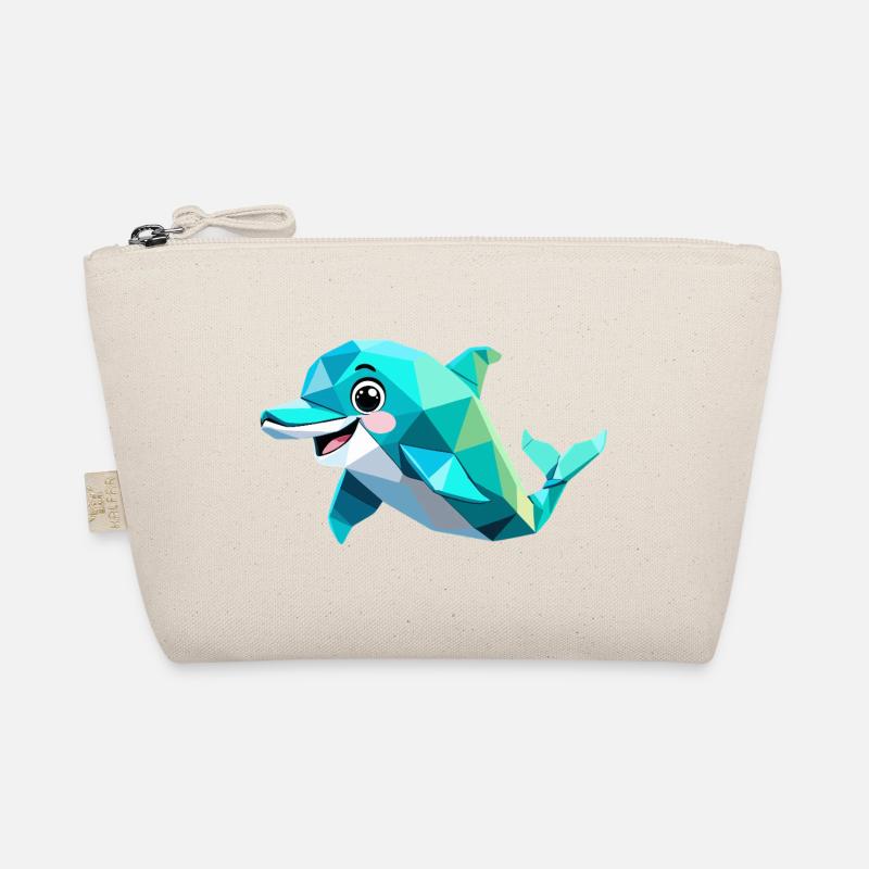 Polygon Dolphin - Geometric Sea Design Organic Pouch