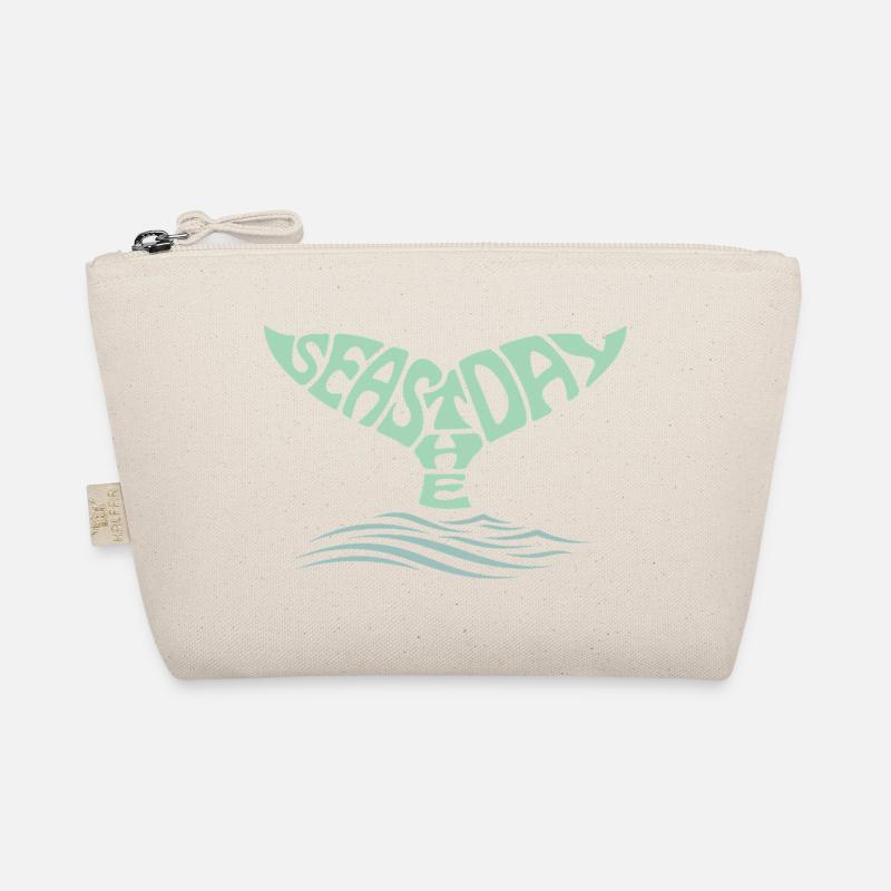 Seas the Day Whale Tail and Ocean Waves  Organic Pouch